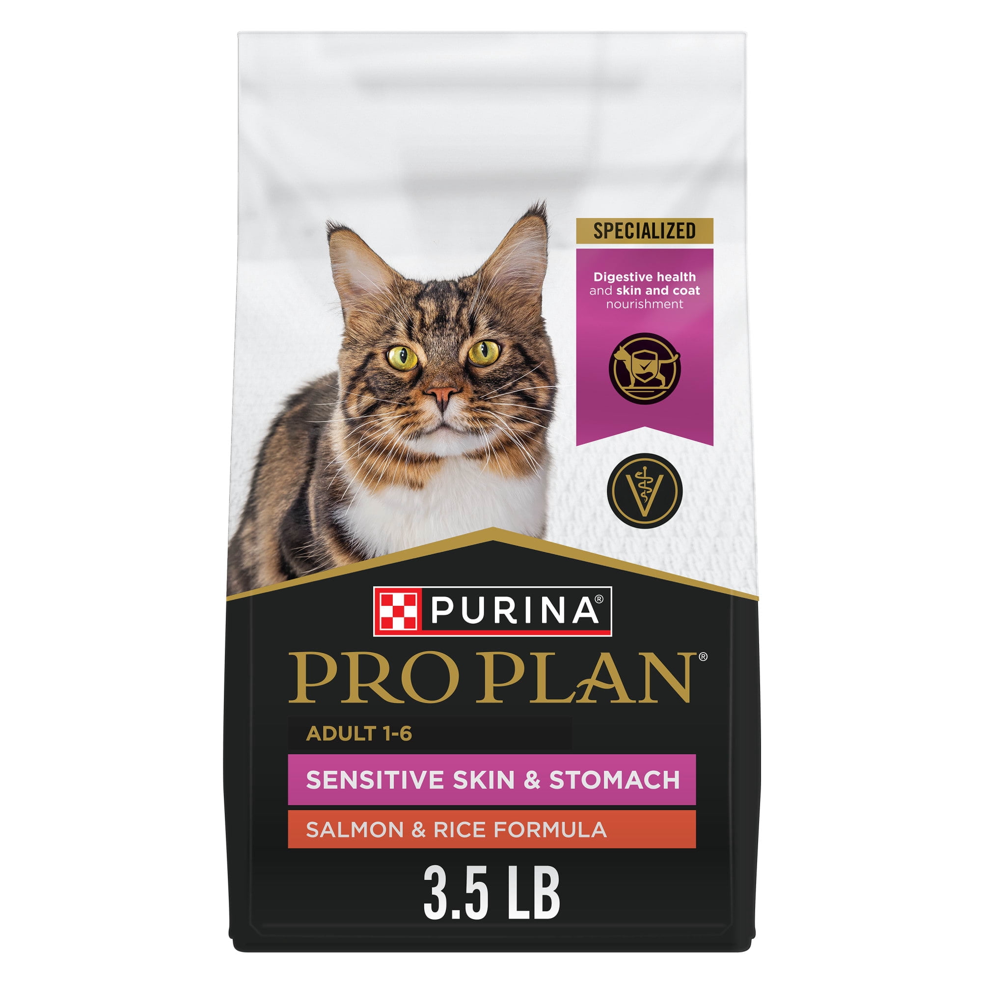 Purina Pro Plan Sensitive Skin and Stomach Salmon and Rice Formula Adult Cat Food 3.5 lbs.