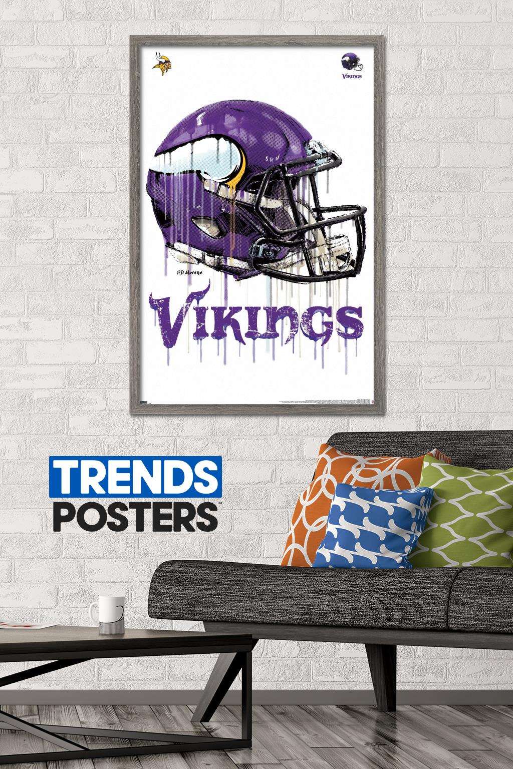 NFL Minnesota Vikings - Drip Helmet 20 Wall Poster, 22.375" x 34", Framed