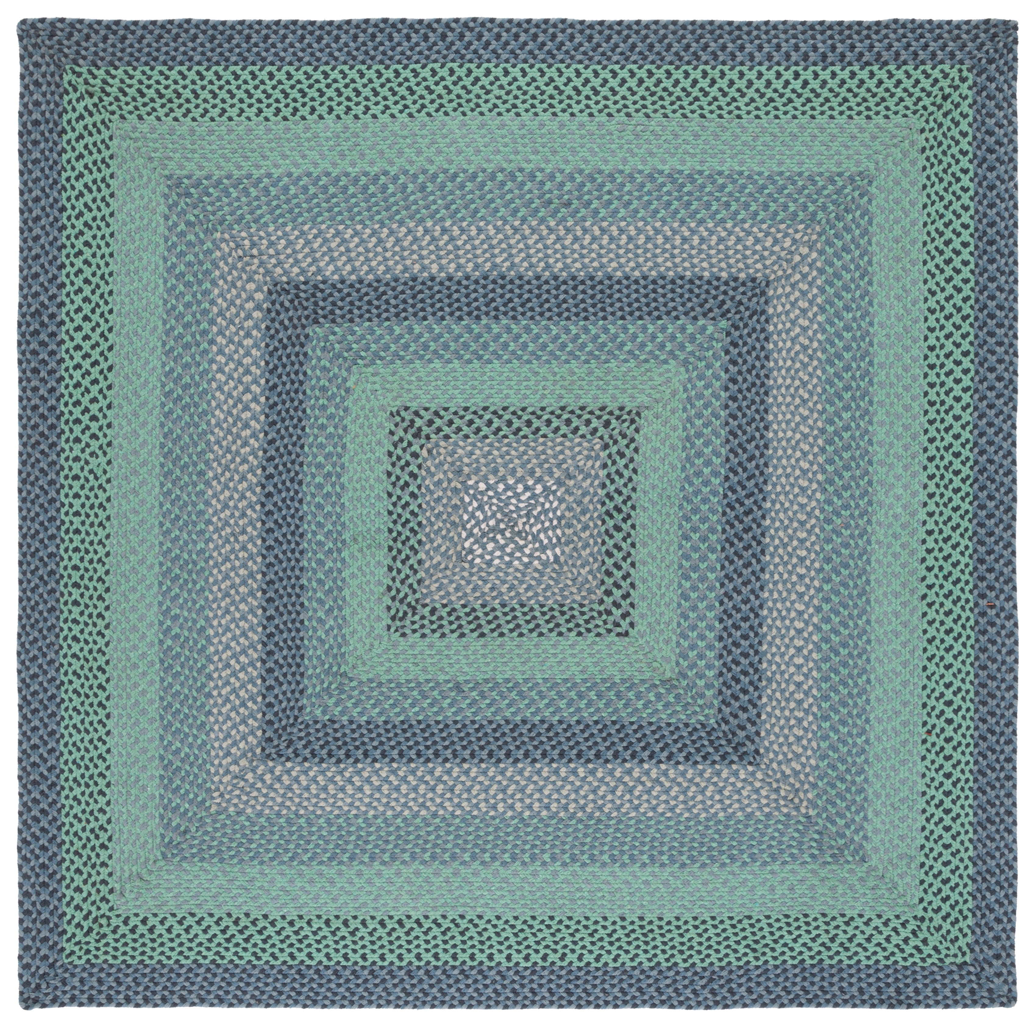 SAFAVIEH Braided Claes Bordered Reversible Area Rug, Gray/Green, 6' x 6' Square
