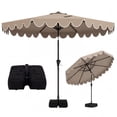 thumbnail image 1 of Gymax 10 FT Outdoor Umbrella w/ Weighted Base Sandbags Push Button Tilt & Crank Patio Brown, 1 of 7