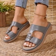 thumbnail image 6 of Gray Womens Comfortable Wedge Heel Sandals Buckle Strap Casual Pu Beach Slippers For Summer Spring Ladies, 6 of 9
