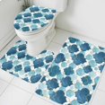 thumbnail image 4 of Blue Moroccan Bathroom Rugs Set Abstract Gradient Gold Blue Geometric Non Slip Absorbent Soft Bath Mats 3 Piece Set with Bathroom Rug, U-Shaped Floor Mat, Toilet Seat Cover Large Size, 4 of 9