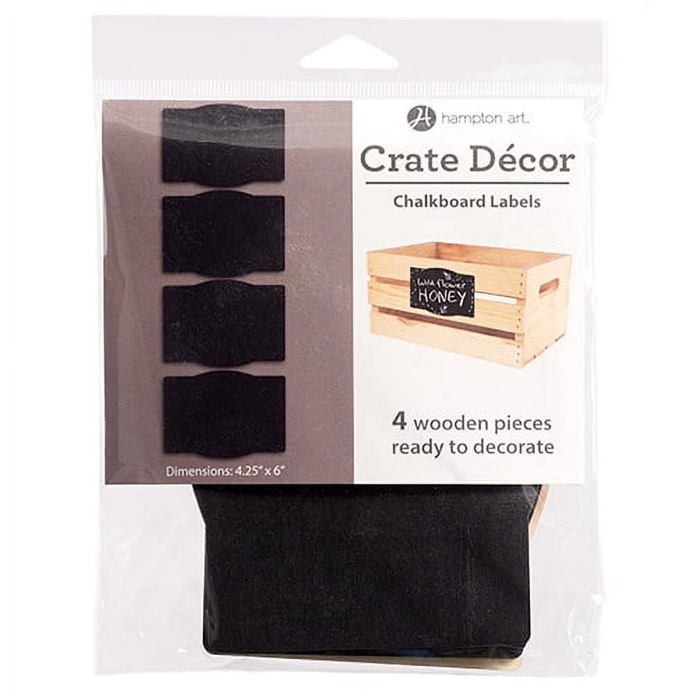 (2 pack) Hampton Art Crate Décor Chalkboard Labels, 4 Wooden Pieces