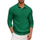 thumbnail image 1 of Blusa y camisa de manga larga con cuello vuelto para hombre, informal, lisa, con botones, de manga larga, con retazos, de poliéster, 1 of 5