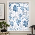 thumbnail image 4 of Coastal Coral Semi Sheer Curtains Drapes for Living Room, Bedroom, French Doors Window 84 Inches Long, Blue Grey Ocean Marine Plant Summer Fish Rod Pocket Chiffon Curtain Drapery Voile Drape Panel, 4 of 6