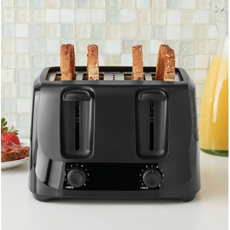 Mainstays 4-Slice Toaster with 6 Shade Settings and Removable Crumb Tray