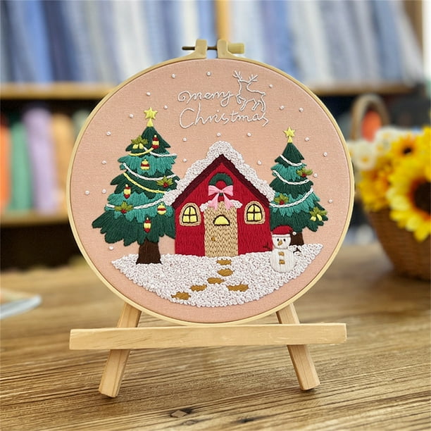 Xihbxyly Kit de Bordado para Principiantes, Diseño Floral, Bordado a Mano Fácil, Manualidad Antiestrés, Decoración Del Hogar, Idea de Regalo Creativa, Lienzo de 30 X 30 Cm, Bastidor de 20 Cm, Juego C