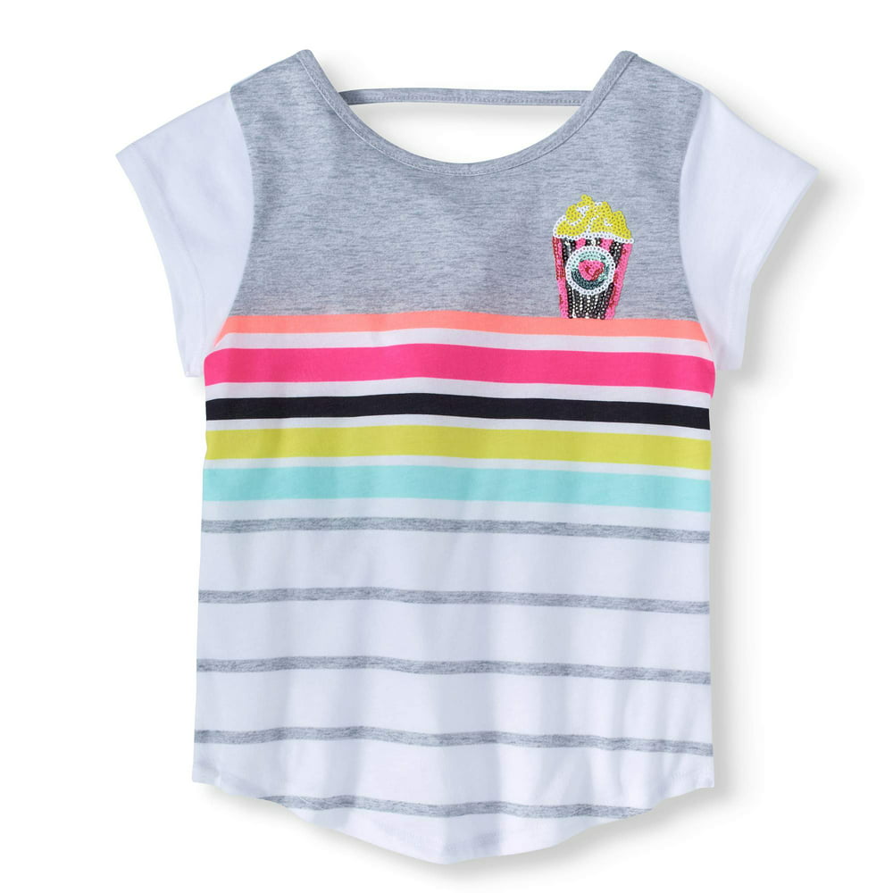 365 Kids From Garanimals - Little Girls' 4-8 Striped Open Back T-Shirt ...
