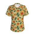 thumbnail image 2 of Uemuo Leaves Avocado Printed Women's Classic V-Neck T-Shirt - Soft, Breathable, Moisture-Wicking, Perfect for Casual, Office, Travel, and Everyday Wear-Small, 2 of 5