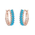thumbnail image 2 of AFFY Baguette Shape Simulated Blue Topaz Hoop Earrings 14k Rose Gold Plated Sterling Silver, 2 of 2
