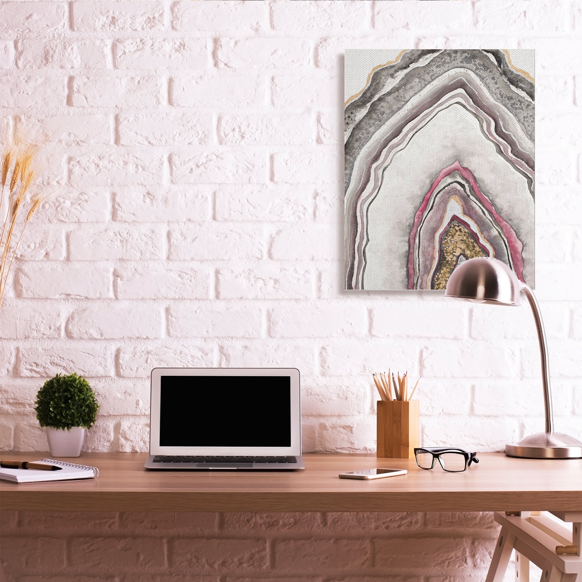 Stupell Industries Pink Neutral Geode Rock Arch Pattern Abstract Abstract Painting Gallery Wrapped Canvas Art Print Wall Art, 30 x 40