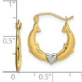 thumbnail image 2 of 10K Gold & Rhodium Plated Dolphin Heart Hollow Hoop Earrings Jewelry, 2 of 2