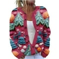 thumbnail image 2 of LOVZFMLL Cardigan pour Femmes Décontracté de Noël Imprimé Cardigan Tricoté Veste à Boutons Manteau, 2 of 5