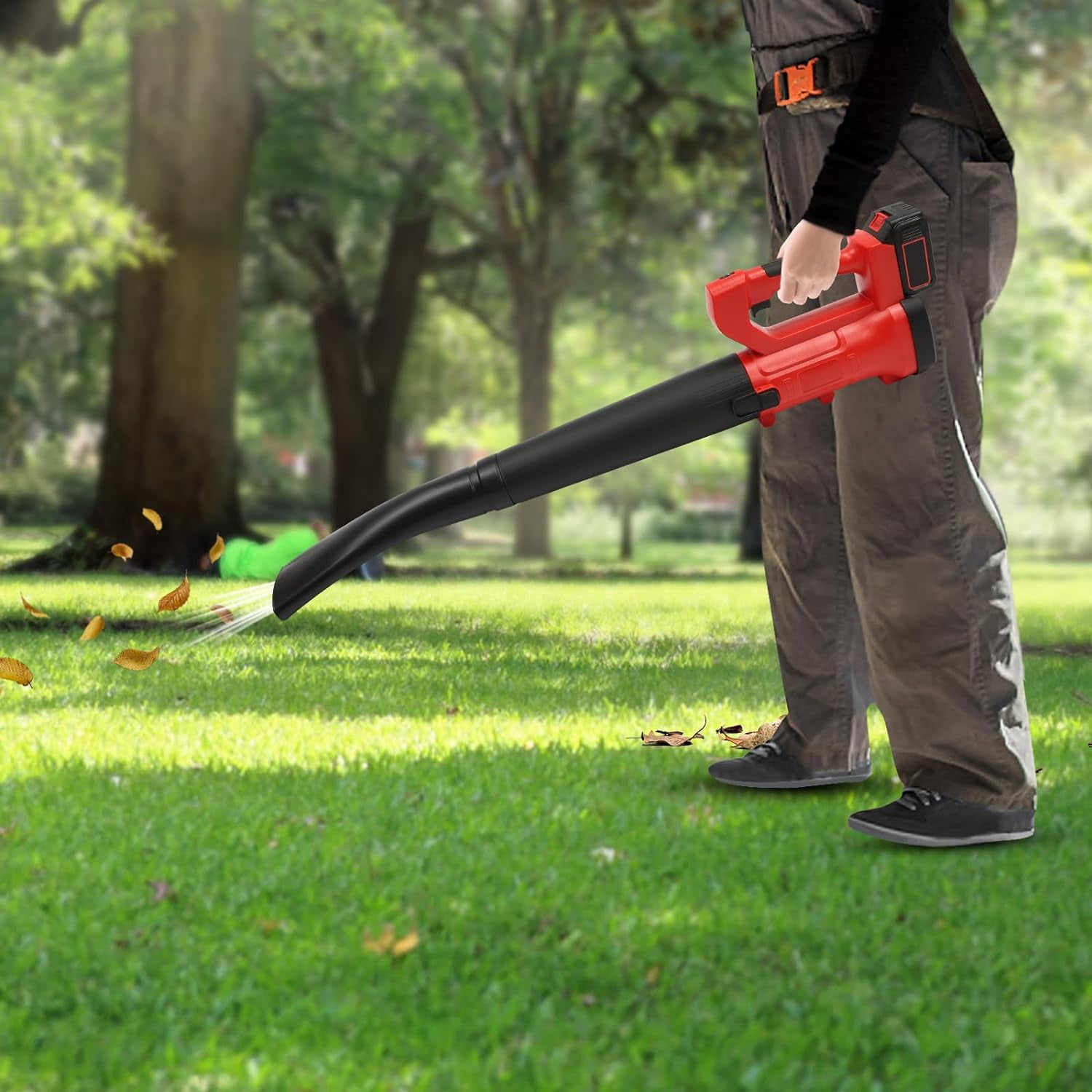 Miumaeov Cordless Leaf Blower 21V Handheld Electric Leaf Blowers with 2 Section Tubes 6-Speed Dial Control Leaf Blowers for Patio Yard Sidewalk Small Leaf Blowers