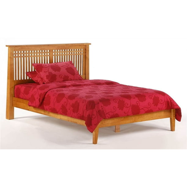Platform Bed In Medium Oak Finish, Mission Style Twin Bed