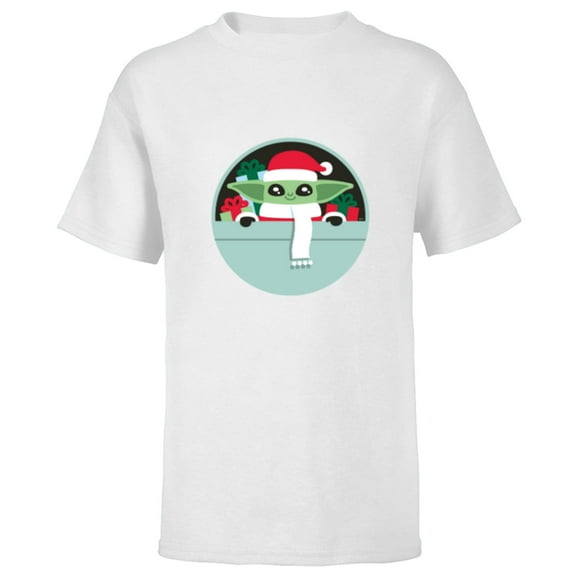 Star Wars The Mandalorian Grogu Loaded with Presents Holiday - Short Sleeve T-Shirt for Kids - Customized-White