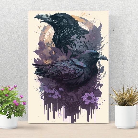 Shadowed Sentinel - Dark Raven Canvas Wall Art