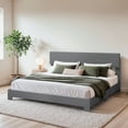 thumbnail image 2 of Einfach King Size Grey Fabric Upholstered Bed Frame with Adjustable Headboard, No Box Spring Needed, Low, 2 of 7