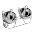 thumbnail image 3 of Comederos elevados para gatos, estación de alimentación de acero inoxidable, platos para mascotas con 2 tazones, comederos inclinados para viajes, per, 3 of 8