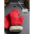 thumbnail image 7 of Oven Mitts, Heat Resistant Kitchen Oven Gloves 572Â°F, Non-Slip Silicone Surface, Extra Long Flexible Thick Mitts for Kitchen , Cooking , Baking , BBQ , Grid Red, 7 of 7