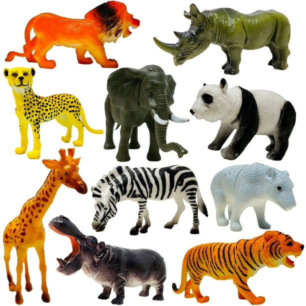 Wild Safari Animal Figure Toys (10 Pack) Educational Action Figurines
