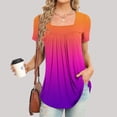 thumbnail image 2 of Blusa con estampado de manga corta y cuello cuadrado informal cómoda a la moda para mujer OAVQHLG3B Store  lin121212, 2 of 4