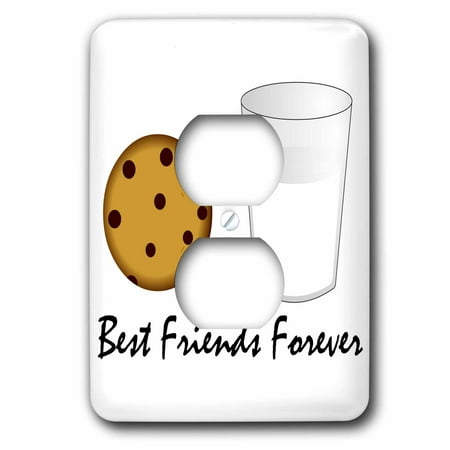 3dRose Cute Cartoon Milk and Cookies - Best Friends Forever - 2 Plug Outlet Cover (Lena The Plug Best Friend)