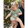 thumbnail image 5 of Cjfdfy Newborn Baby Girls Summer Clothes Baby Girls Fishing Outfits 0 3 6 12 18 Months Letter Angling Print Short Sleeves Romper and Ruffles Plaid Shorts Headband Set, 5 of 9