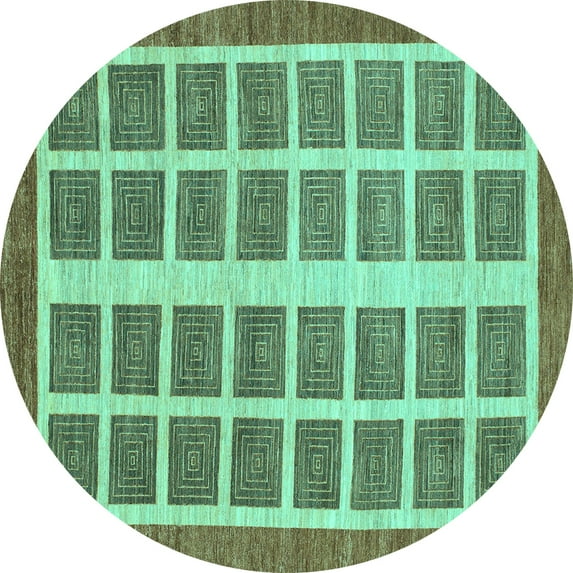 Ahgly Company Indoor Round Abstract Turquoise Blue Modern Area Rugs, 6' Round