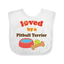 Inktastic Pitbull Terrier Loved By A (Dog Breed) Boys or Girls Baby Bib