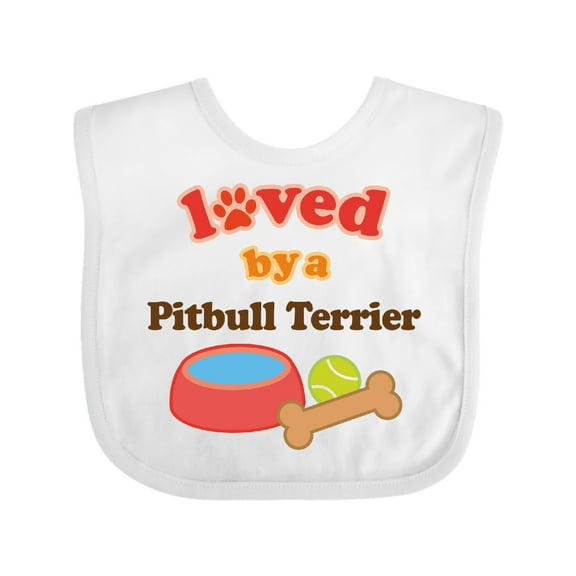 Inktastic Pitbull Terrier Loved By A (Dog Breed) Boys or Girls Baby Bib