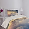 thumbnail image 2 of Ambesonne Mountain Quilted Coverlet 2 Pcs, Climbing Above Clouds, Twin Size, Beige Navy, 2 of 4