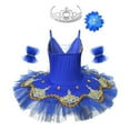 thumbnail image 2 of YONGHS Girls Sequins Ballet Dance Tutu Dress Skirted Leotard Swan Ballerina Performance Costume Dark_Blue 12, 2 of 7