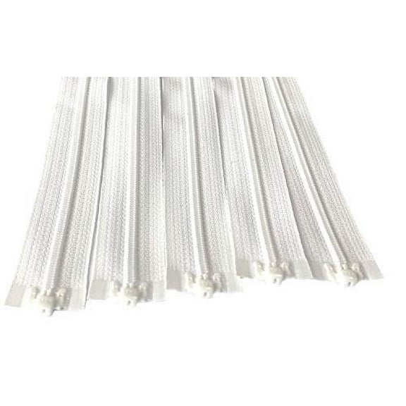 5pcs Ykk Number 3 Nylon Coil Separating Zippers Bulk for Tailor Sewing Crafts Color White - Made in USA (16 inches)