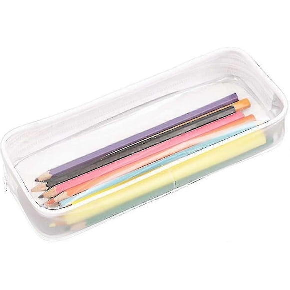 Estuche transparente para lápices y bolígrafos, de gran capacidad, para guardar lápices, de PVC transparente, para oficina, escuela y viajes.