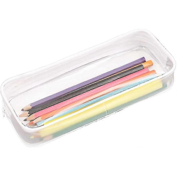 Estuche transparente para lápices y bolígrafos, de gran capacidad, para guardar lápices, de PVC transparente, para oficina, escuela y viajes.
