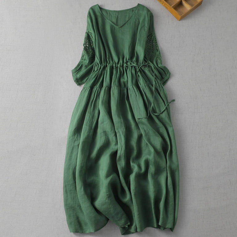 fartey Cotton Linen Dresses for Women Summer 2024 Cut out 3/4 Sleeves Dress Lounge Tunic V Neck Sundress With Bow Tie Solid Color Breathable Pleated Dresses - Walmart.com fartey Cotton Linen Dresses for Women Summer 2024 Cut out 3/4 Sleeves Dress Lounge Tunic V Neck Sundress With Bow Tie Solid Color Breathable Pleated Dresses - Walmart.com
