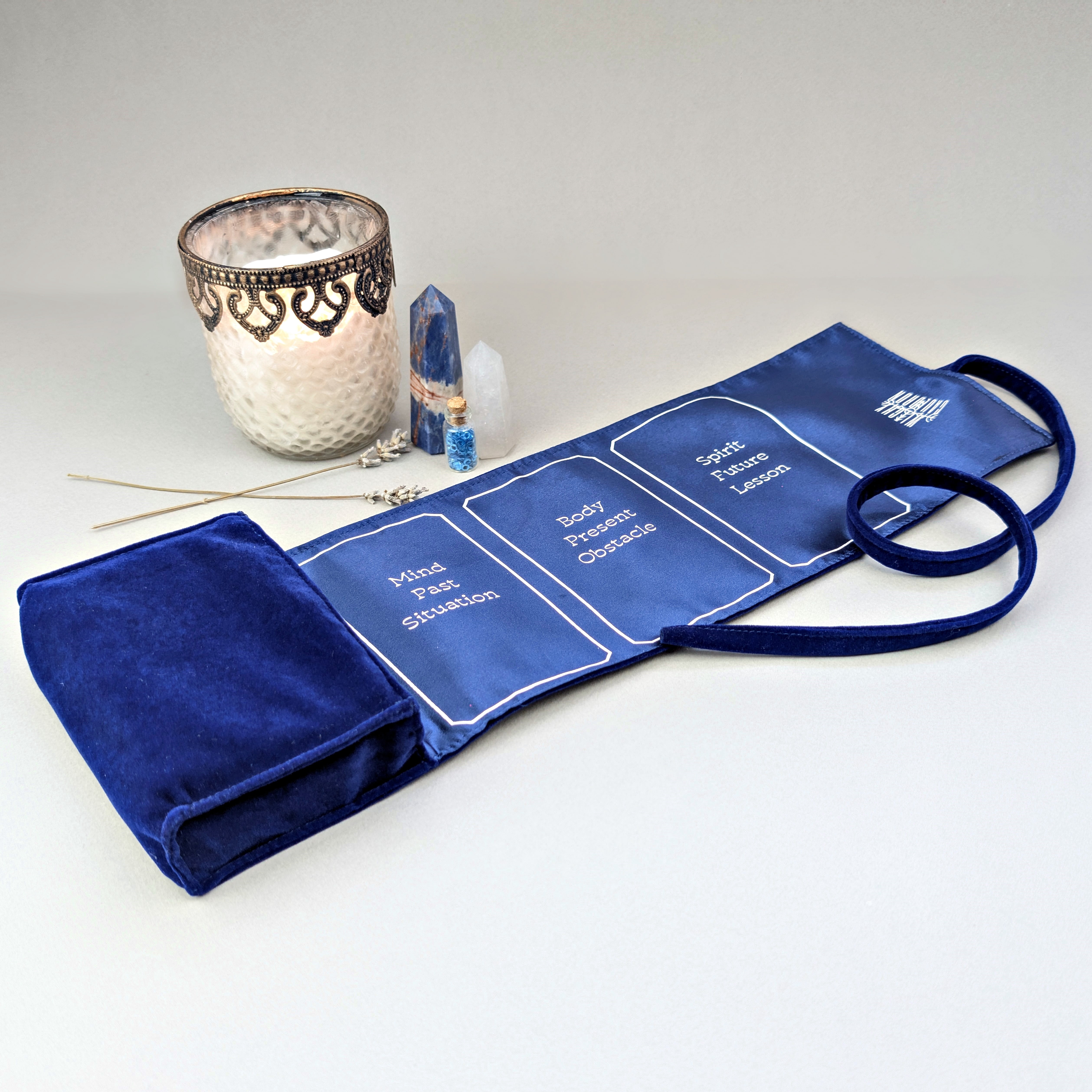 Witchy Cauldron Set for Beginners — 78-Card Rider-Waite Learning Deck, Satin Velvet Wrap & Guided Journal | Complete Tarot Kit with Meanings on Every Card (Blue)