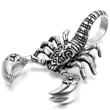 VIVIDELLE Mens Scorpio Zodiac Scorpion Pendant Necklace Stainless Steel Jewelry