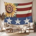 thumbnail image 2 of Sunflower America Flag Tapestry for Bedroom Wall Hanging Tapestry, Farmhouse Retro US Flag Ceiling Backdrop Tapestries Poster Blanket Wall Decor for Teens Room Living Room Dorm 59" x 90", 2 of 8