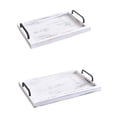 thumbnail image 4 of Fancyes 2 Pieces Rustic Serving Trays Serving Platters Decorative Ottoman Tray Vintage Stylish Farmhouse Decor for Food Tea Breakfast white, 4 of 8