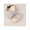 thumbnail image 2 of Winter Women Warm Cotton Striped Slippers Furry Soft Plush Shoes Non-slip Home Indoor, 2 of 5