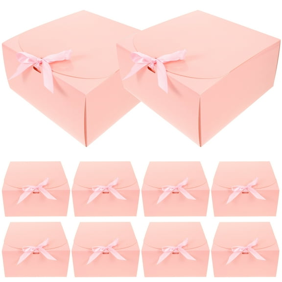 FRCOLOR Pink Paper Gift Boxes with Bow Design for DIY Use Perfect for Wedding Party Favors and Valentine Gifts 10pcs