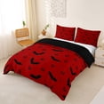thumbnail image 2 of Homewish Simple Halloween Bat Bedding,Tiny Bow Print Duvet Cover Full,Red Black,Black Reversible,3pcs,1 Duvet Cover and 2 Pillowcases, 2 of 6