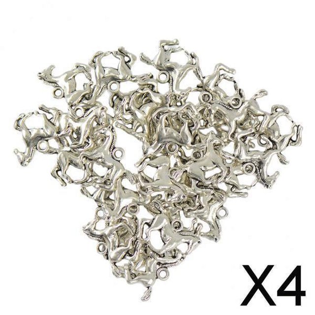 4x30 Uds. Colgantes De Plata 3D Con Forma De Caballo Corriendo, Fabricación De Joyas DIY
