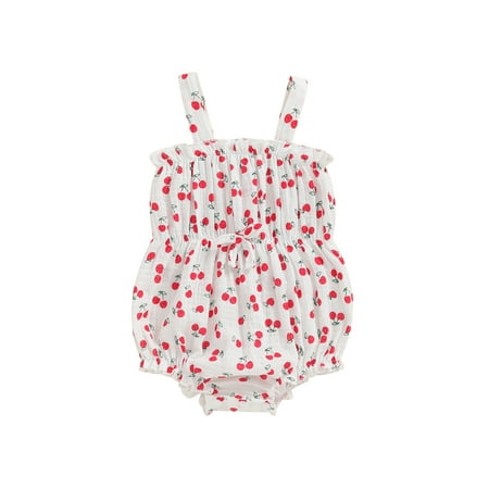 

FSDJHSDH Baby Girl Summer Romper Cute Print Sleeveless Bow Front Bodysuit