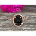 thumbnail image 1 of 10k Rose Gold 2 Carat Black Diamond Moissanite Halo Engagement Ring Oval Cut Anniversary Ring Art Deco, 1 of 4