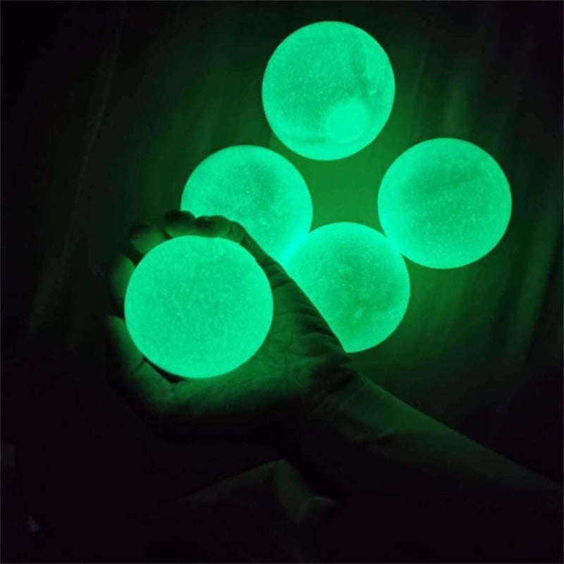 Globbles Sticky Balls Gets Stuck on The Roof 4Pack Sticky Ball for Ceiling Glow in The Dark Stick to The Wall for Stress Relief,Washable and Safety Ball,Perfect for Kids and Adults 