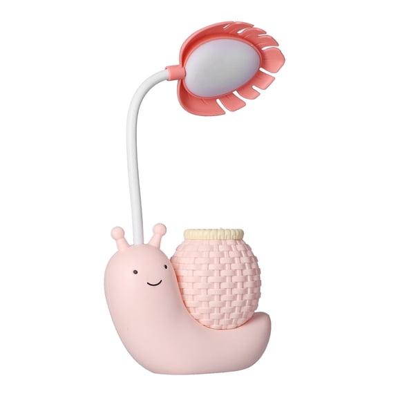 LED Table Lamp, Small Desk Lamp with Pen Holder for Students Kids Pink