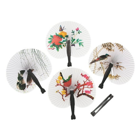 ORIENTAL FOLDING FANS (10 1/4") - Party Supplies - 12 Pieces